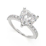 1.35 Carat VS1 D Lab Grown Diamond Side Stone Heart Ring